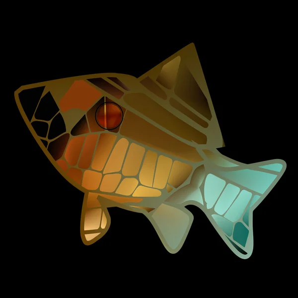 Золотая мозаика яркая красочная морская рыба — стоковый вектор