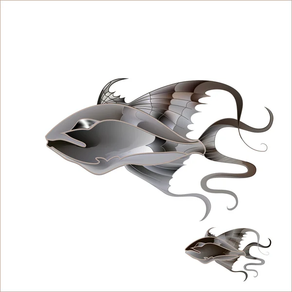 Favolosa illustrazione di fantastici pesci delicate sfumature viola — Vettoriale Stock