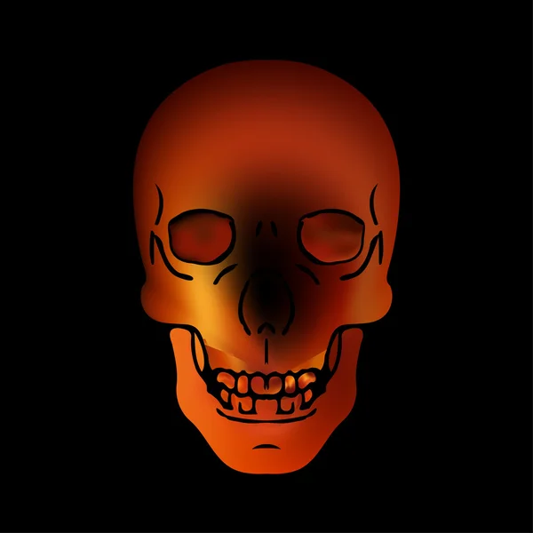 Imagen ilustración cráneo de fuego sobre fondo negro — Archivo Imágenes Vectoriales