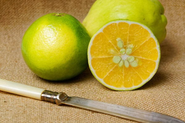The lime fruit close-up on wooden table. — Stock Photo, Image