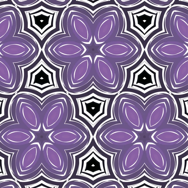 Patrón floral púrpura con ornamento abstracto — Vector de stock