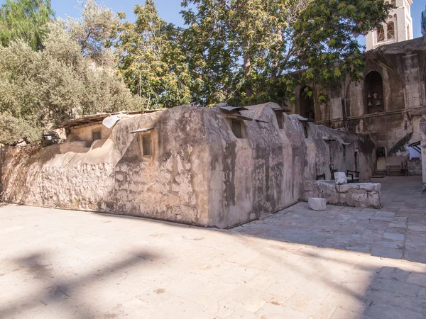 Παλιά κτίρια στο Κοπτικό μέρος του συγκροτήματος της Βασιλικής του Αγίου Τάφου της Ιερουσαλήμ — Φωτογραφία Αρχείου