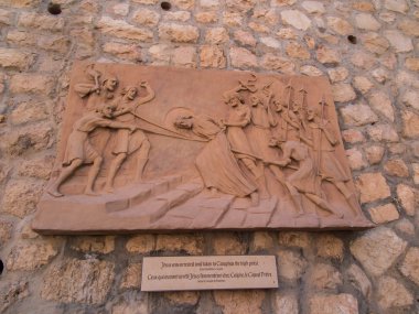 İsa'nın ölümünden önce üzerinde Mount Zion, Jerusalem Kudüs'te St. Peter Gallicantu içinde içeri girdi yolda kısma, 