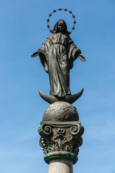 Statue of Virgin Mary in front of the sanctuary in Lesniow near — Stock Photo, Image