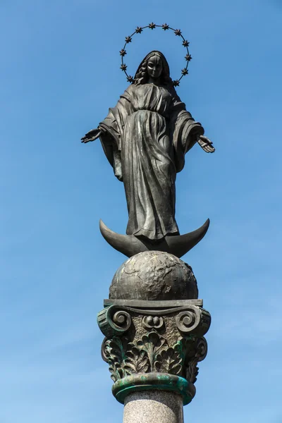 Statue of Virgin Mary in front of the sanctuary in Lesniow near — Stock Photo, Image