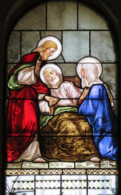 Nazareth, İsrail-Temmuz 08, 2015: St Joseph ve Mary evlilik,