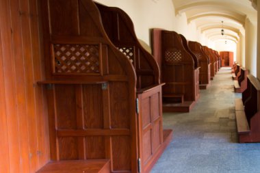 Mount St. Anna, Polonya - 4 Temmuz 2016: Boş confessionals, bir pl