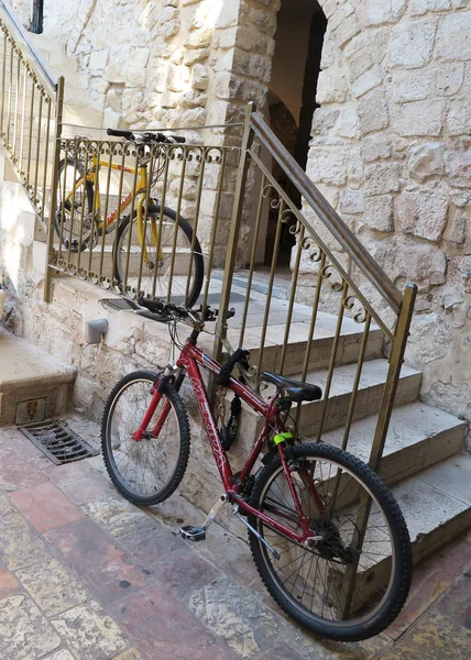 Jerusalem, Israel - July 15, 2015: Bicycles protected against th — Stock Photo, Image