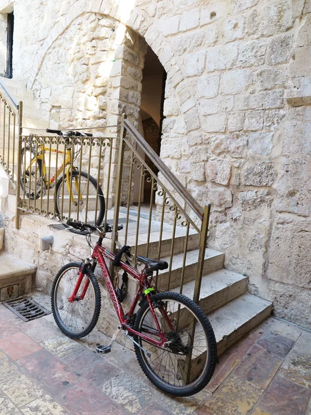 Jerusalem, Israel - July 15, 2015: Bicycles protected against th — Stock Photo, Image