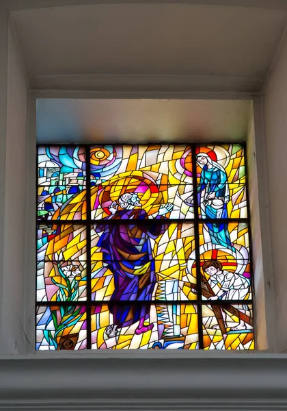 Chelm Polônia Setembro 2020 Vitral Janela Igreja Santuário Mãe Deus — Fotografia de Stock