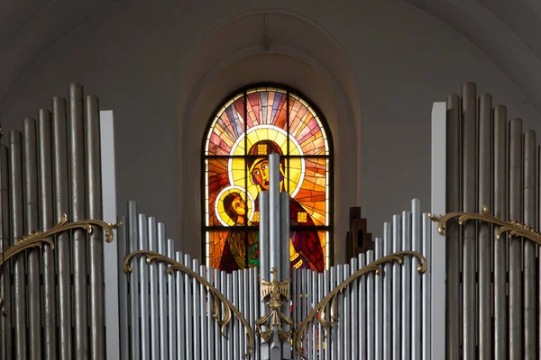 Chelm Polônia Setembro 2020 Vitral Janela Igreja Santuário Mãe Deus — Fotografia de Stock