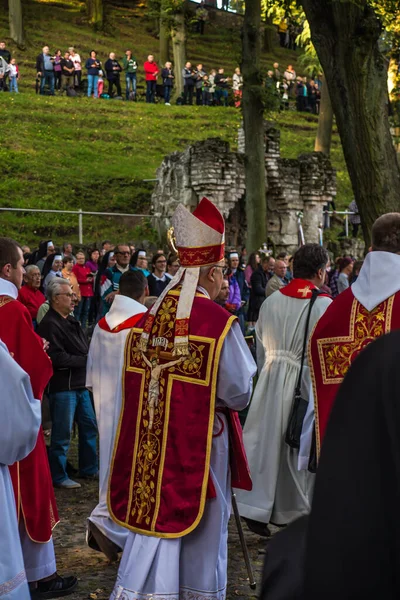 Mount Anna Poland September 2020 Religious Celebrations Elevation Holy Cross — Stock Photo, Image