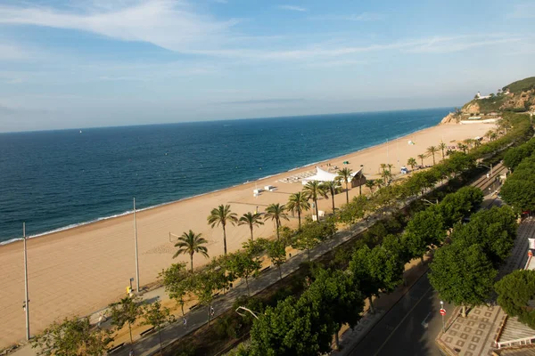 Playa Calella Mediterráneo Cerca Barcelona España Imágenes de stock libres de derechos