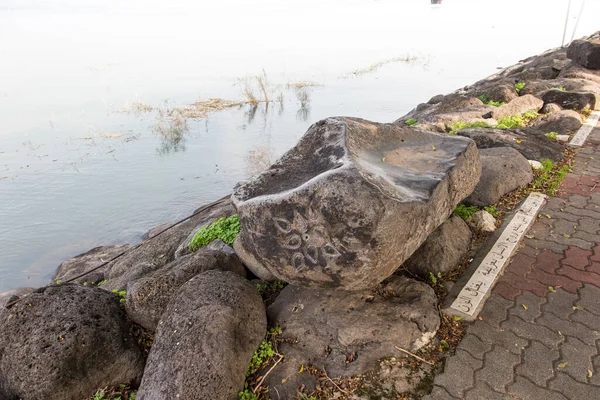 Sea Galilee Israel January 2020 Signs Symbols Inscriptions Stones Lying — Stock Photo, Image