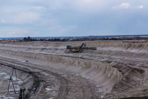 Chalk Opencast Mine Chelm Eastern Poland Cement Plant Visible Distance — Stock Photo, Image