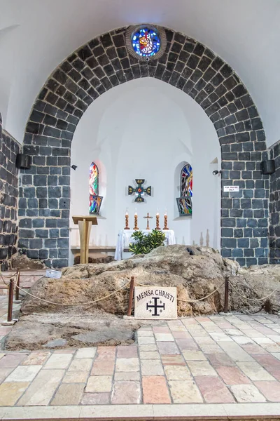 Tabgha Galilee Izrael Ledna 2020 Vnitřní Kostel Prvenství Petra Tabgha — Stock fotografie