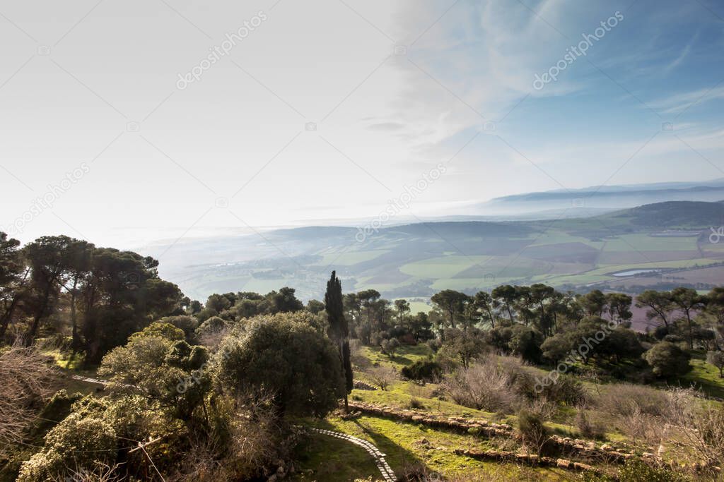view of the surrounding area from Mount Tabor, that is from the Transfiguration of the Lord in Israel