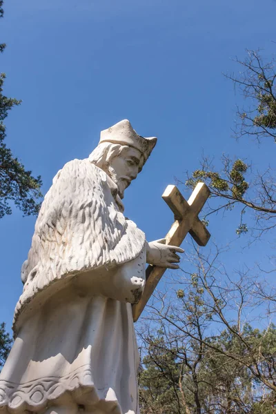 Estátua São João Nepomuk Lagoa Zielona Kalety Rio Mala Panew — Fotografia de Stock