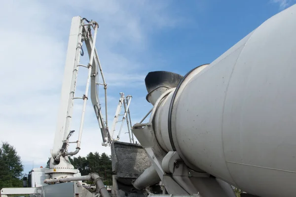 Pump Hose System Feeding Concrete Mixer Concreted Site — Stock Photo, Image