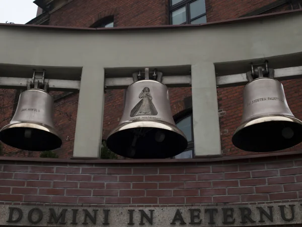 Bells in the sanctuary of Mercy in Cracow in Poland Lagiewniki — Stock Photo, Image