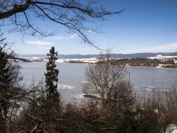 Burg czorsztyn von der Burg in Nietzica aus gesehen — Stockfoto