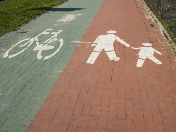 Bike and walking path marks — Stock Photo, Image