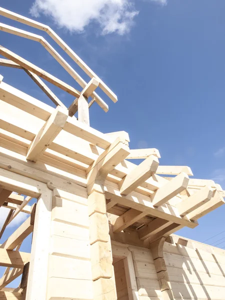 Фрагментна структура дерев'яного зрубу будинку — стокове фото
