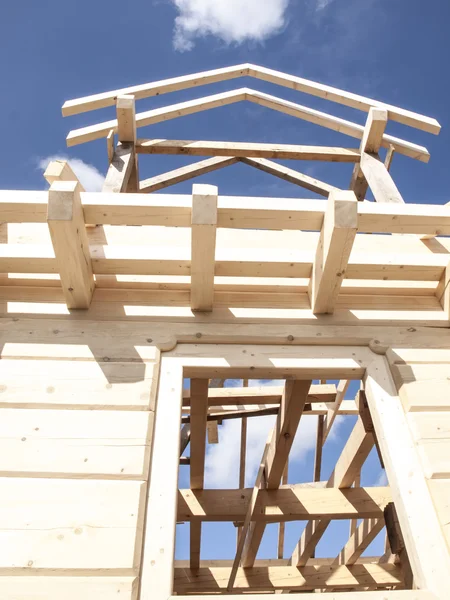 Fragmento estructura madera registro casa — Foto de Stock