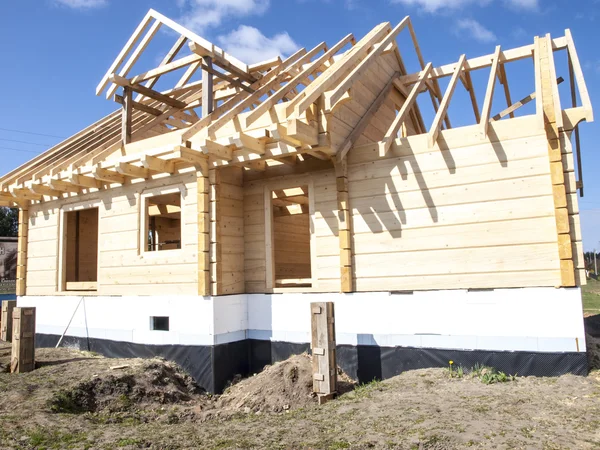 Fragment structure wooden log home — Stock Photo, Image