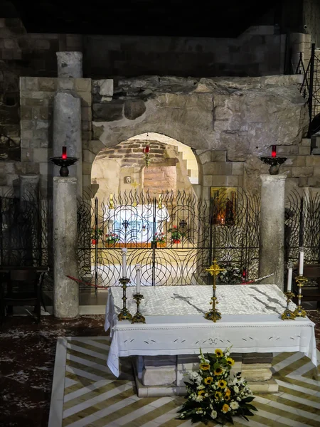 Nazareth, Israël, 8 juli 2015; binnen de basiliek van de Annunc Stockfoto