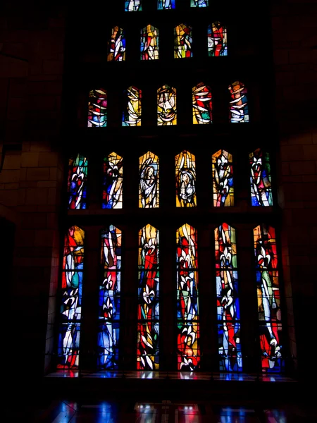 NAZARETH, ISRAEL July 8, 2015; colored stained glass inside the — Stock Photo, Image