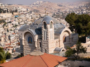 Kudüs eski CIT bir manzaraya, St. Peter Kilisesi Gallicantu içinde