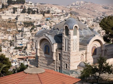 Kudüs eski CIT bir manzaraya, St. Peter Kilisesi Gallicantu içinde