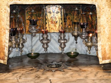 Bethlehem - 12 Temmuz 2015: Geleneksel s Gümüş Yıldız işaretleri