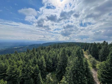 Orlica 'daki gözlem kulesinden Orlickie Dağları' na bakın..