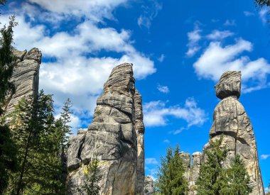 Çek Cumhuriyeti 'nde bir rock kasabası, Adrspach, Rocks. 
