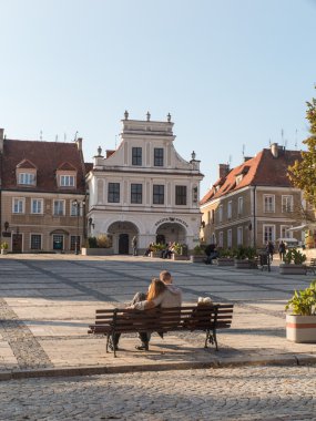 Sandomierz, Polonya 16 Ekim 2015.: barış ve kalan eski