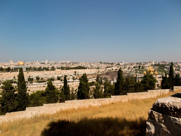 Kudüs, İsrail, dahil eski şehir manzaralı panorama — Stok fotoğraf