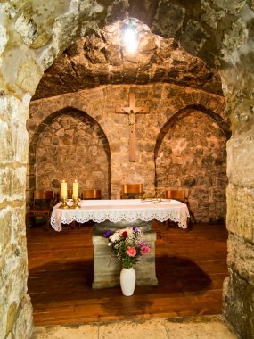 Bir şapel içinde Kudüs'te kutsal Sepulchre Bazilikası,