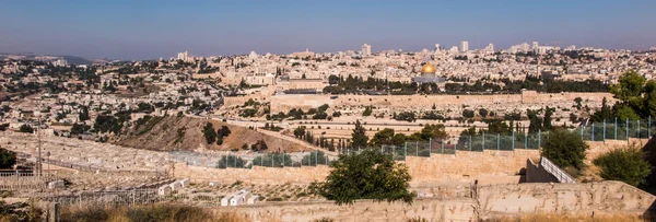 Panorama com vista para a Cidade Velha de Jerusalém, Israel, incluindo — Fotografia de Stock