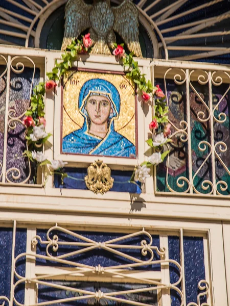 Sychar, Izrael, 11 lipca 2015.: ikonę Matki Boskiej i — Zdjęcie stockowe