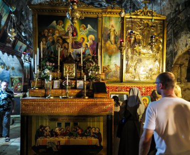 Jerusalem, İsrail - 13 Temmuz 2015: Yeraltı Ortodoks chur