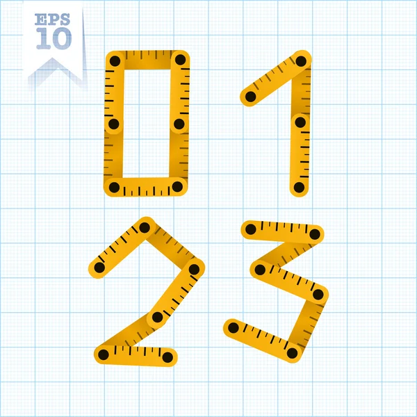 番号 0、1、2 および 3 青いグラフ用紙上 — ストックベクタ