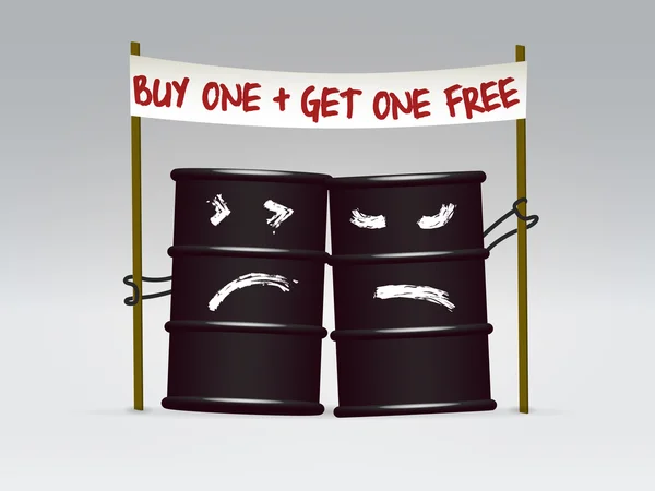 Deux barils de pétrole en vente — Image vectorielle
