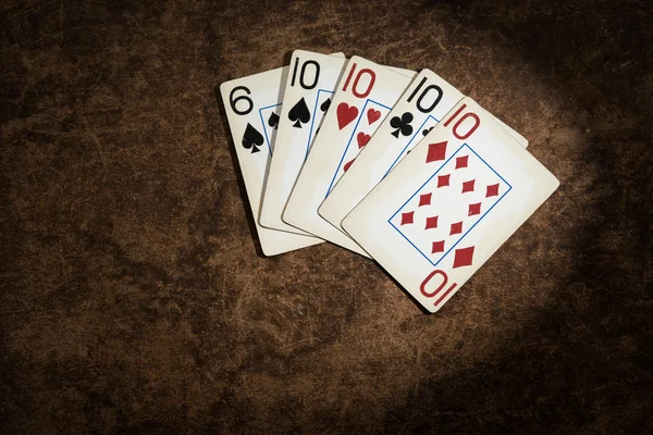 老玩纸牌收集从扑克四-的-一类组合 — 图库照片