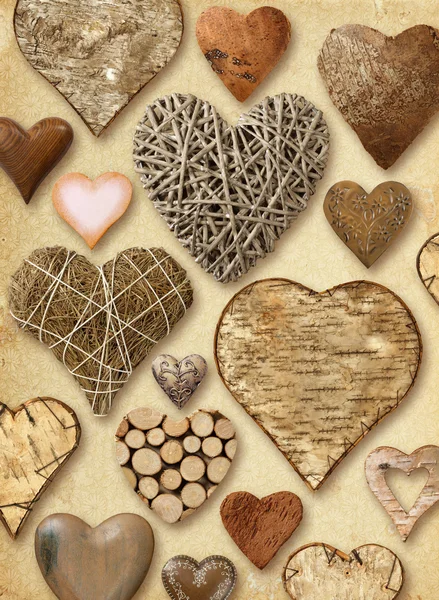 Heart shaped things on vintage paper — Stock Photo, Image