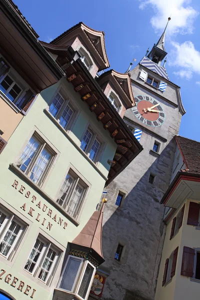 Torre de relógio Zytturm em Zug — Fotografia de Stock