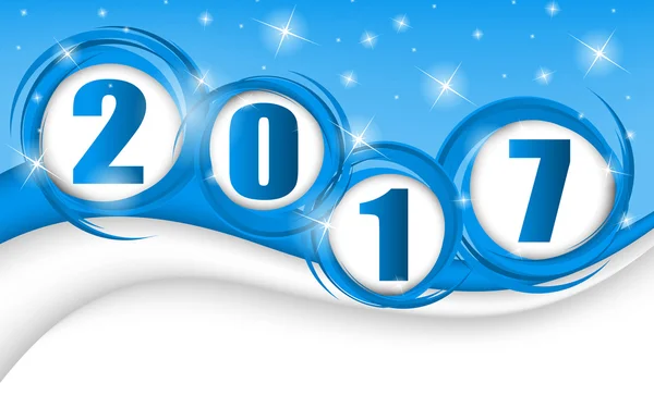 Nuevo año 2017 en fondo azul — Vector de stock