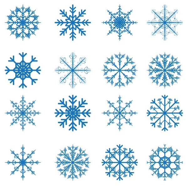 Conjunto de copos de nieve vectoriales para diseño navideño — Vector de stock