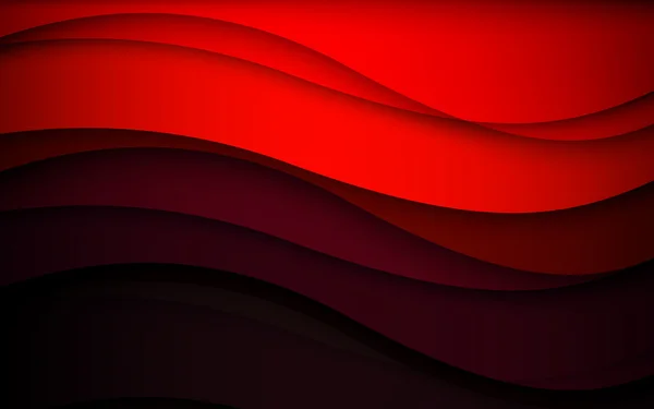 Ondas rojas abstractas - concepto de flujo de datos. Ilustración vectorial — Vector de stock